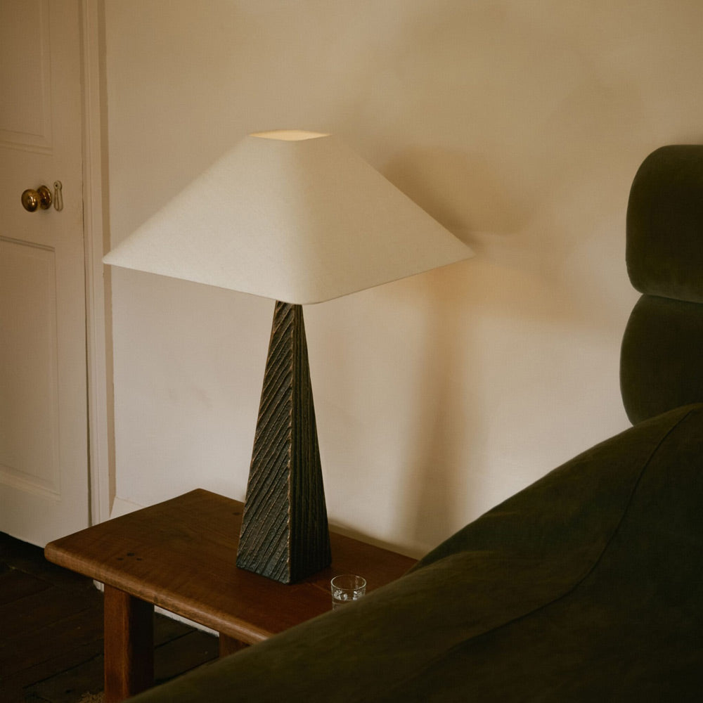 Cubist Table Lamp in bedroom.