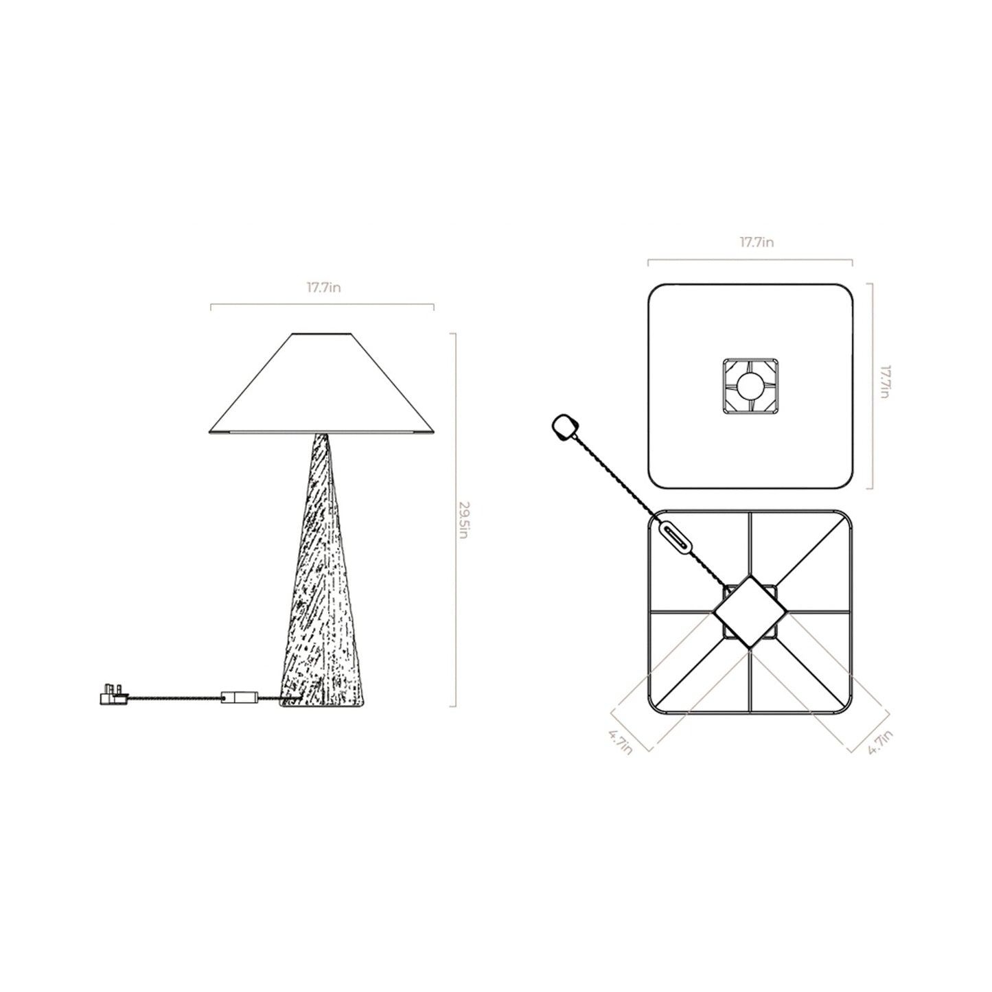 Cubist Table Lamp - line drawing.