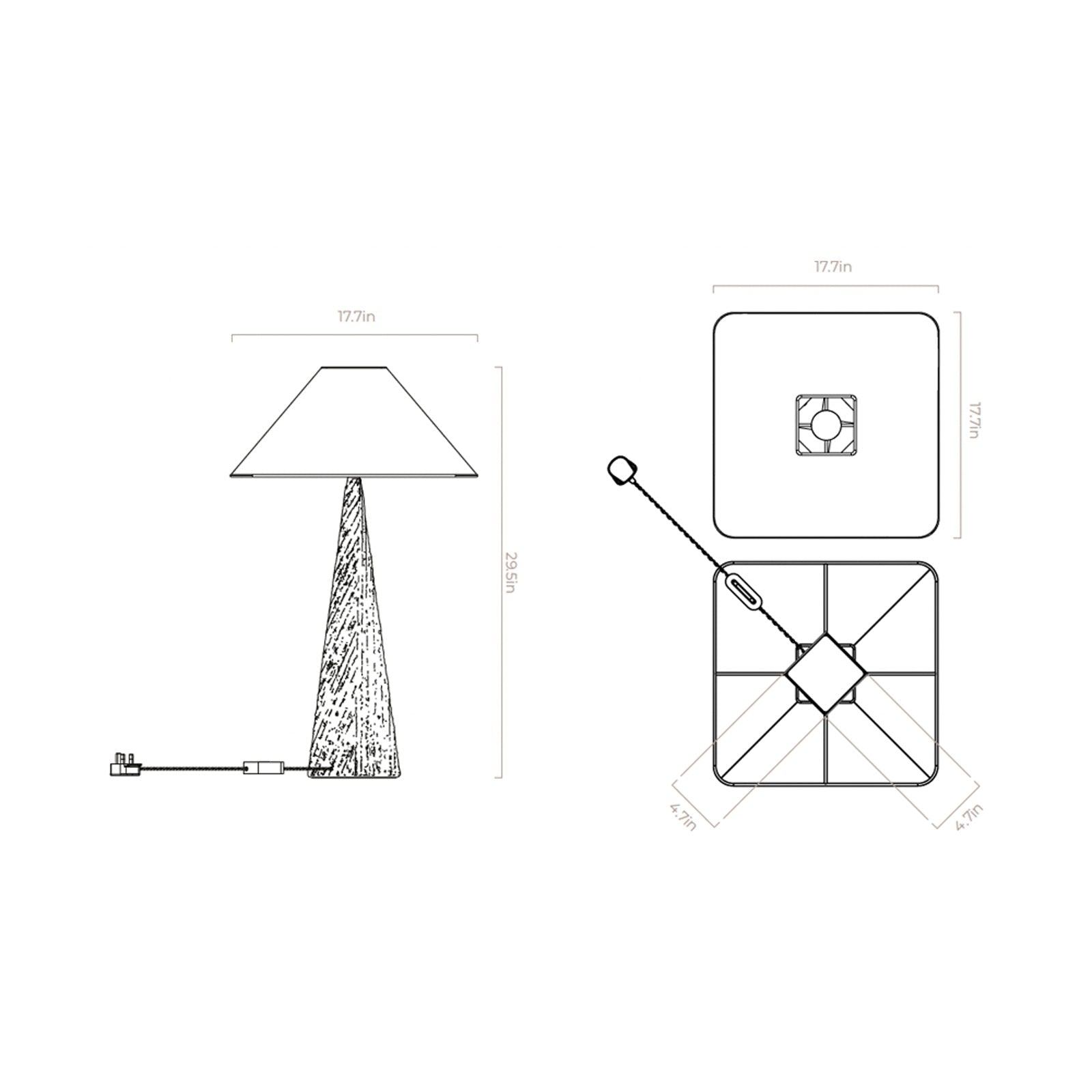 Cubist Table Lamp - line drawing.