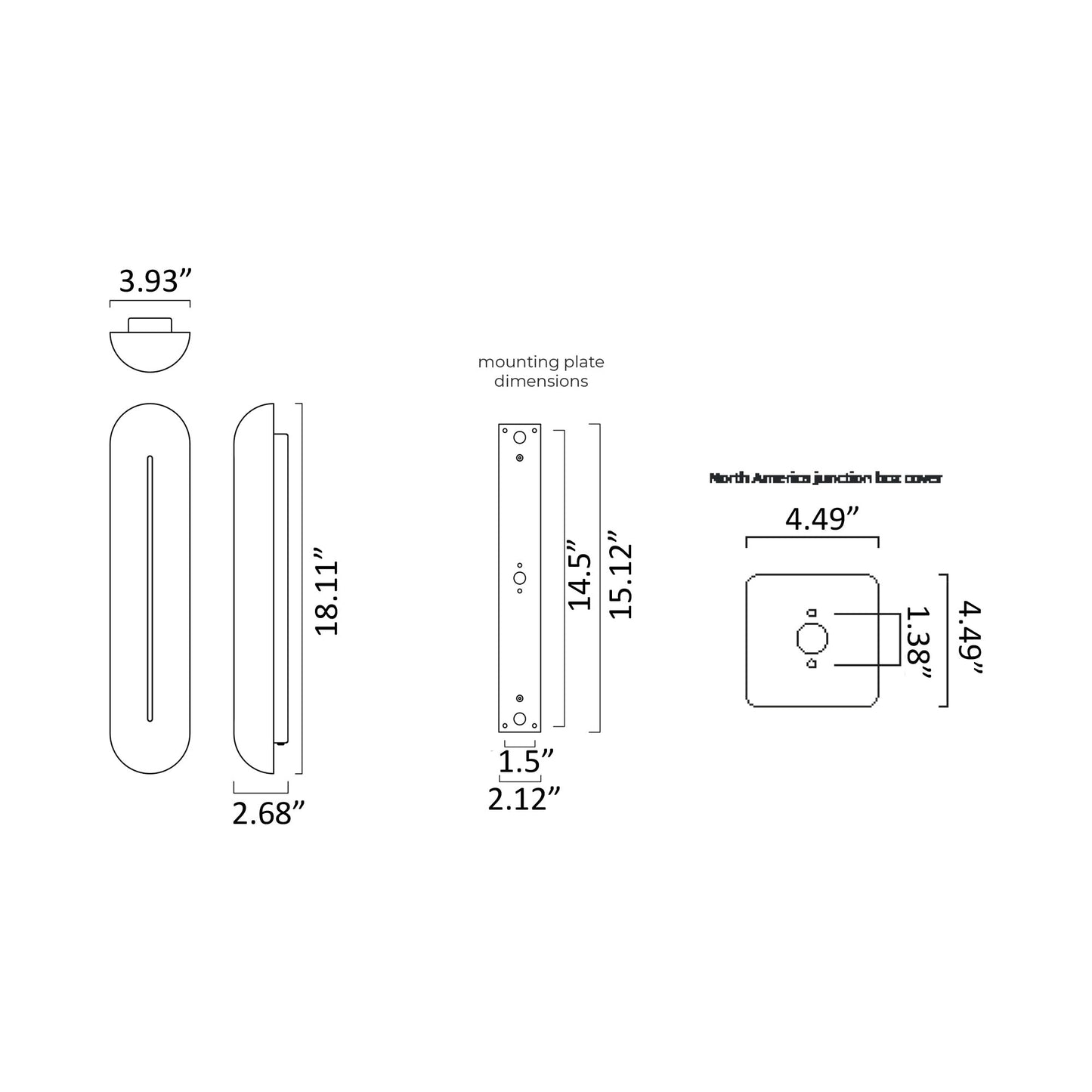 Hepworth LED Ceiling / Wall Light - line drawing.