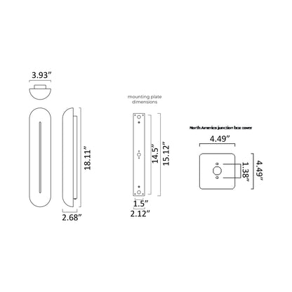 Hepworth LED Ceiling / Wall Light - line drawing.