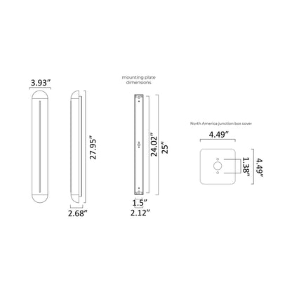 Hepworth LED Ceiling / Wall Light - line drawing.