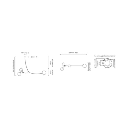 Ivy Pendant Light - line drawing.