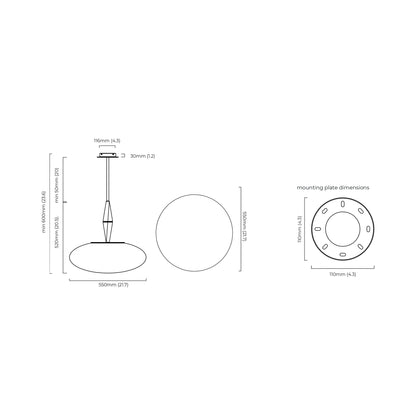 Jules Pendant Light - line drawing.