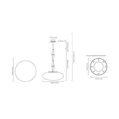 Jules Pendant Light - line drawing.