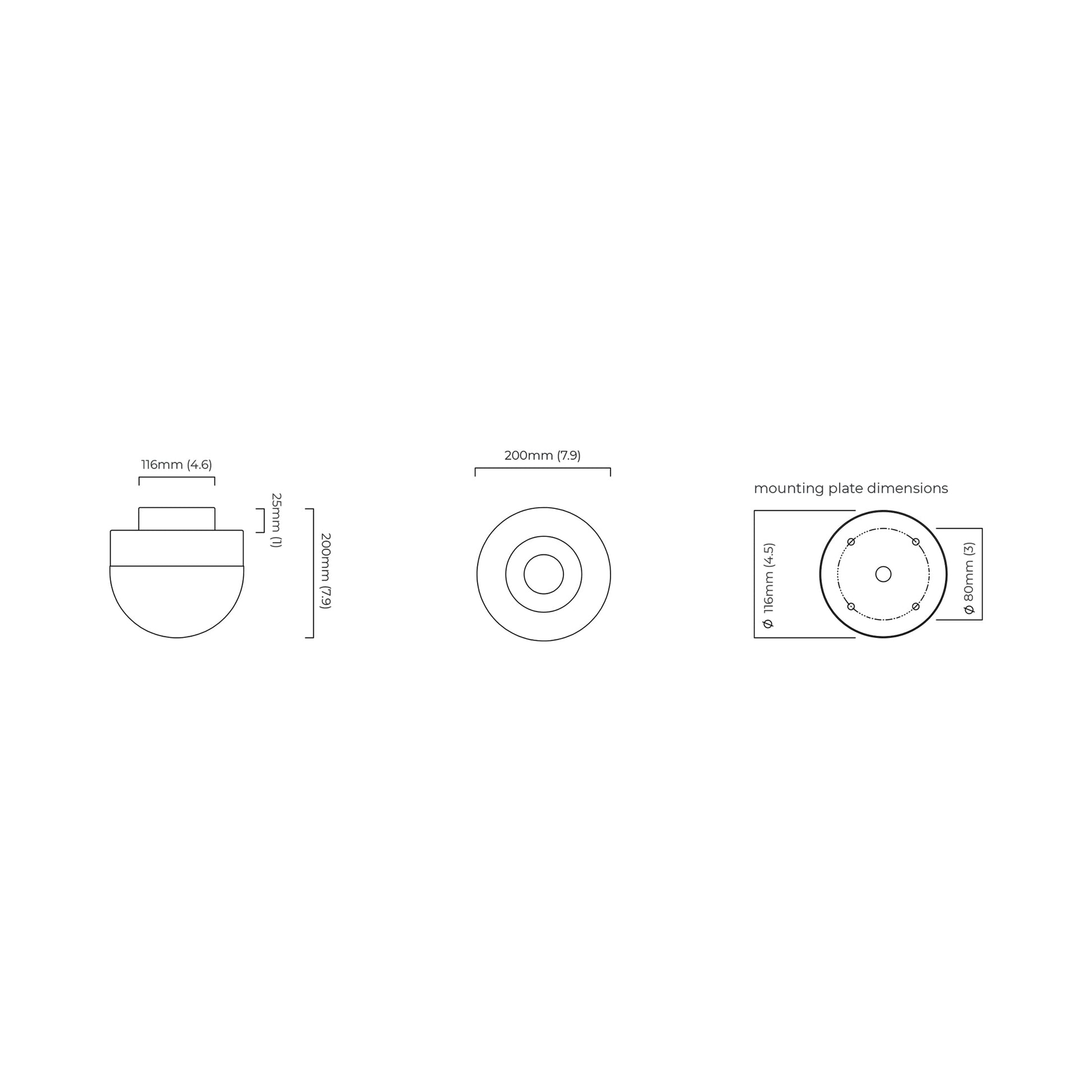 Lucid LED Flush Mount Ceiling Light - line drawing.
