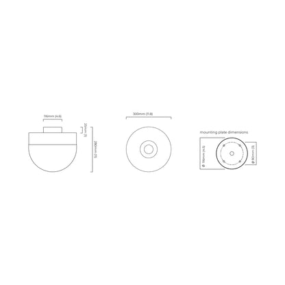 Lucid LED Flush Mount Ceiling Light - line drawing.