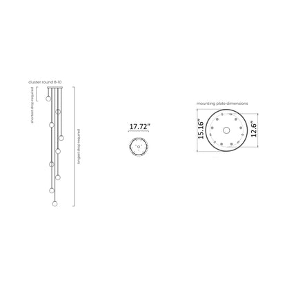 Mezzo Round Cluster Pendant Light - line drawing.