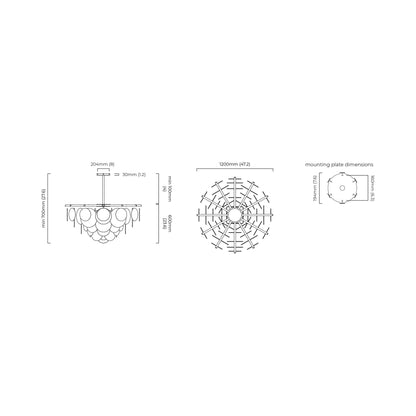 Nimbus Round Pendant Light - line drawing.