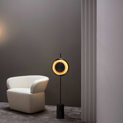 Pendulum LED Floor Lamp in living room.