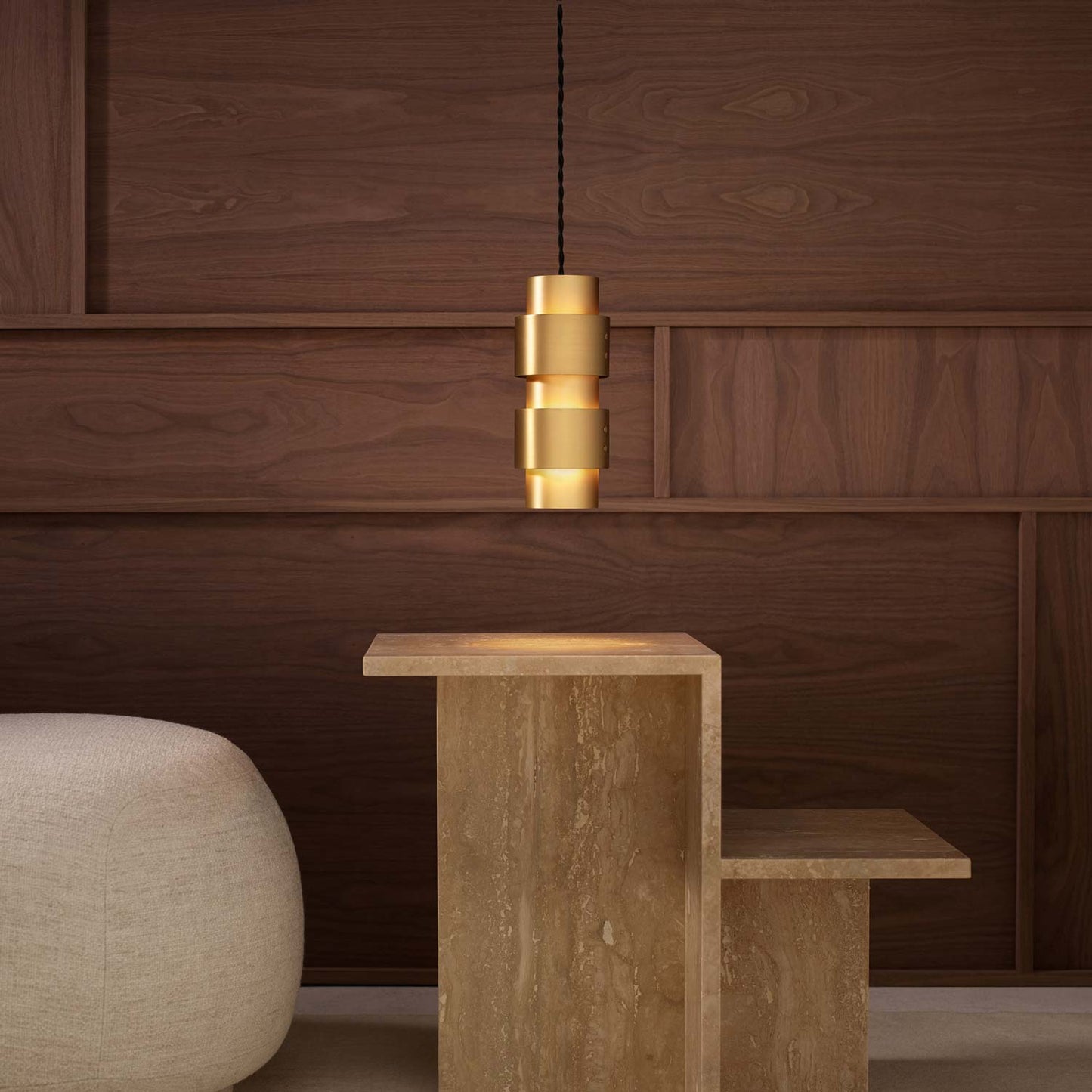 Ring LED Pendant Light in living room.