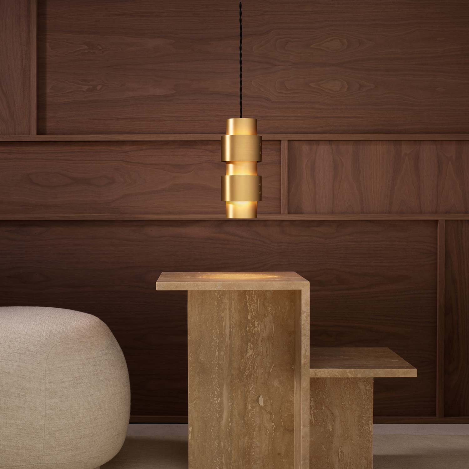 Ring LED Pendant Light in living room.