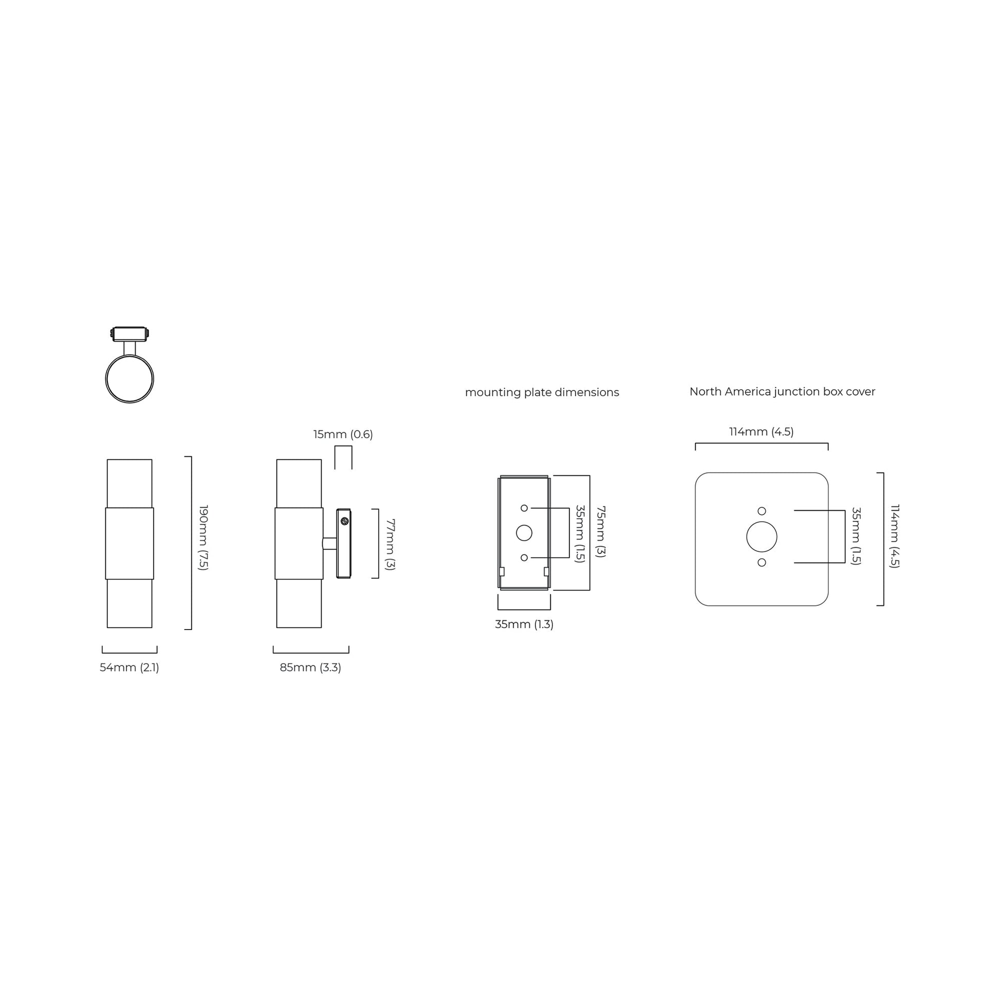Roma LED Wall Light  - line drawing.