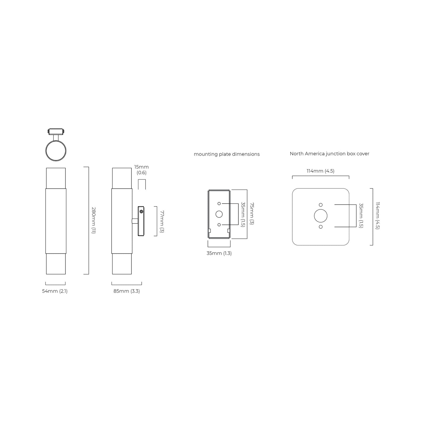 Roma LED Wall Light  - line drawing.