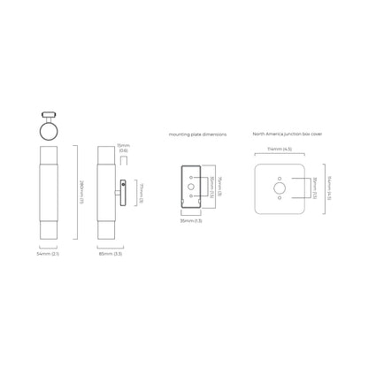 Roma LED Wall Light  - line drawing.