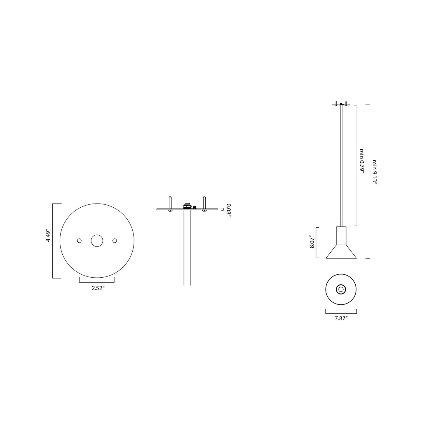 Torres Pendant Light - line drawing.