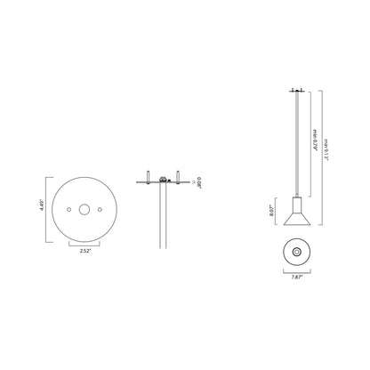 Torres Pendant Light - line drawing.