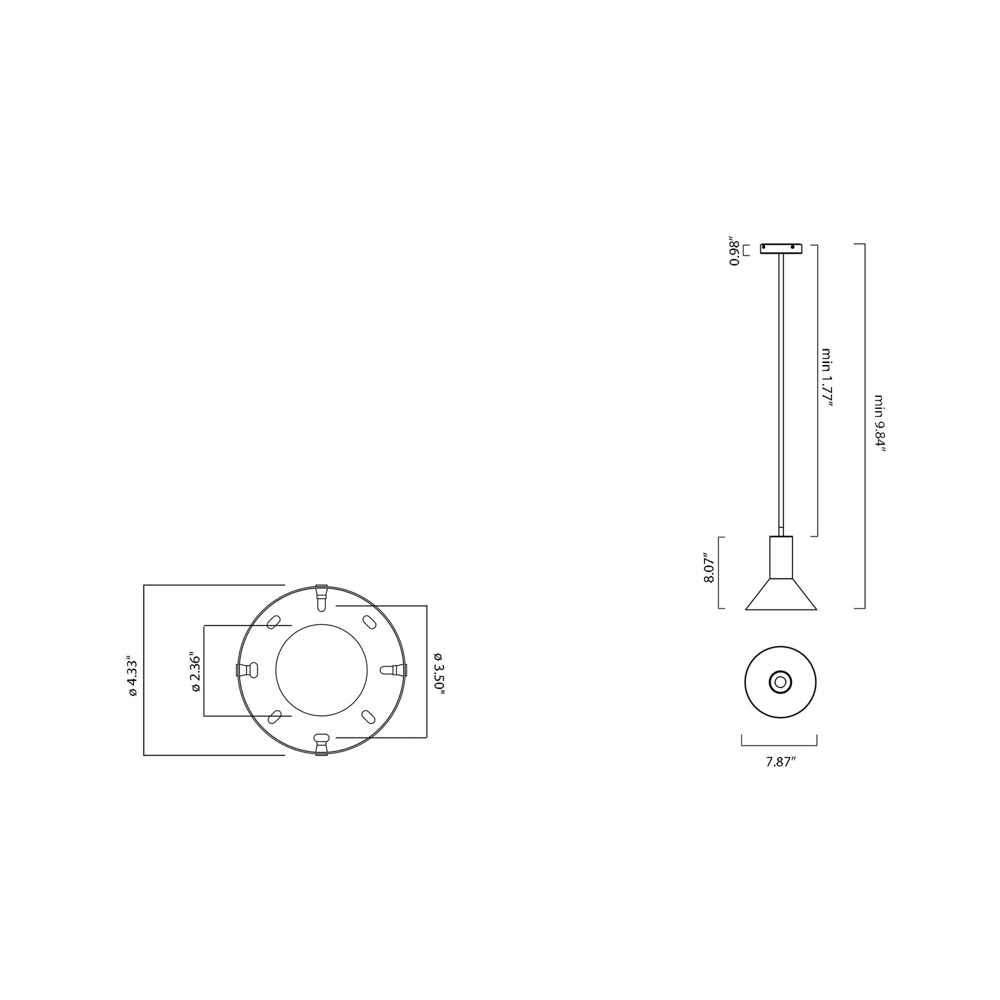 Torres Pendant Light - line drawing.