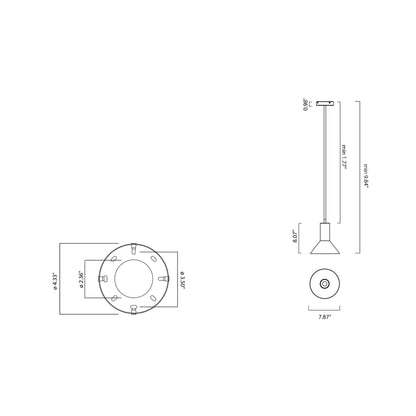 Torres Pendant Light - line drawing.