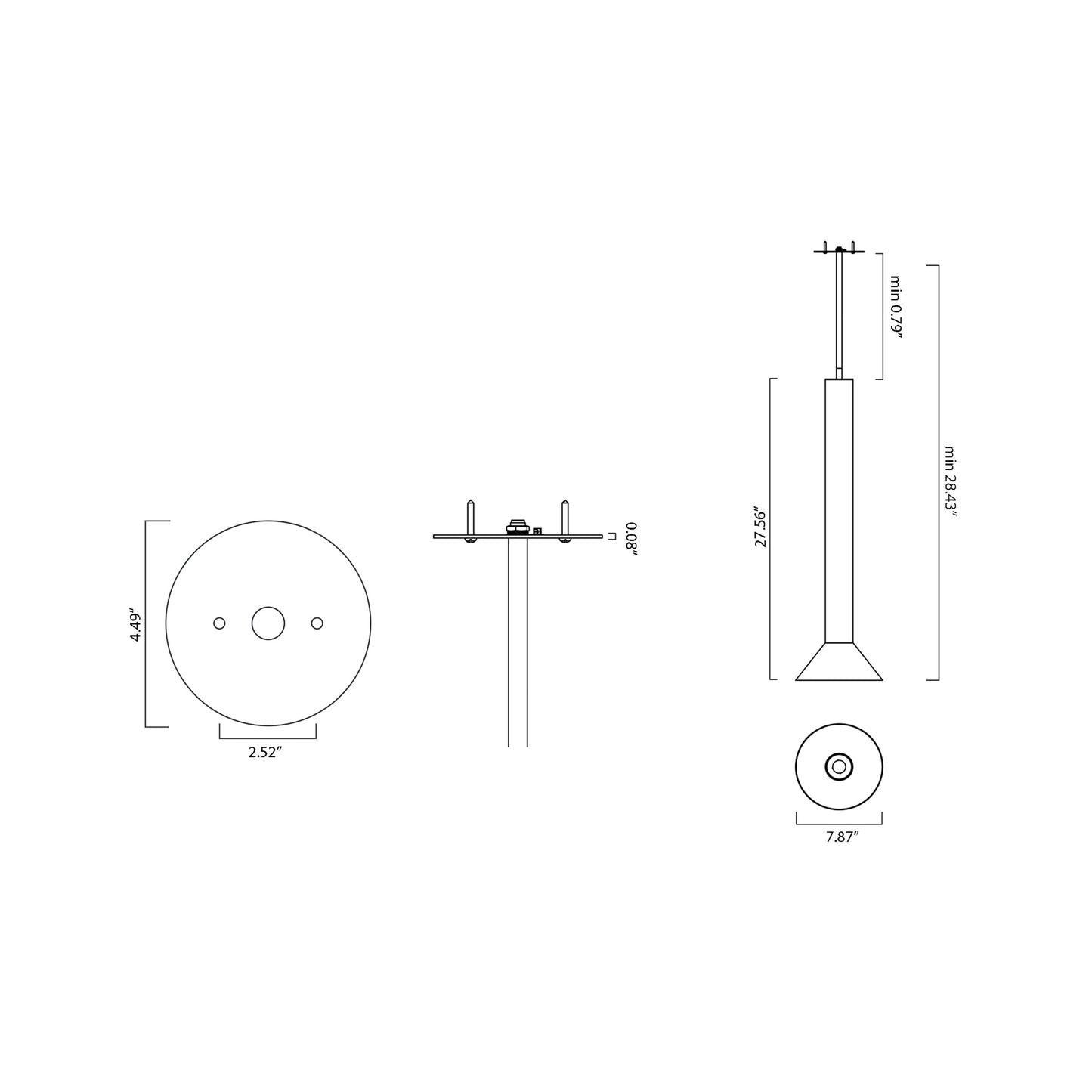 Torres Pendant Light - line drawing.