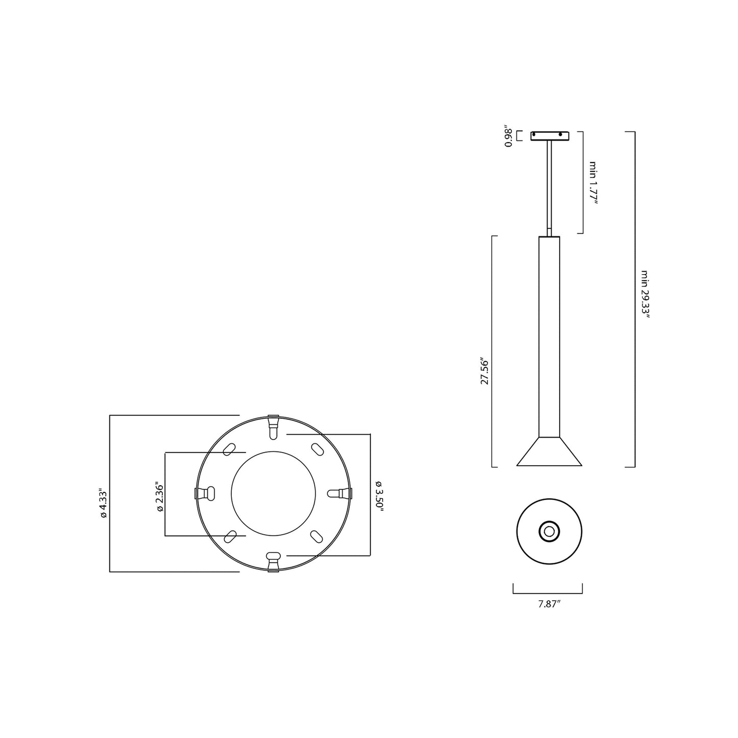 Torres Pendant Light - line drawing.