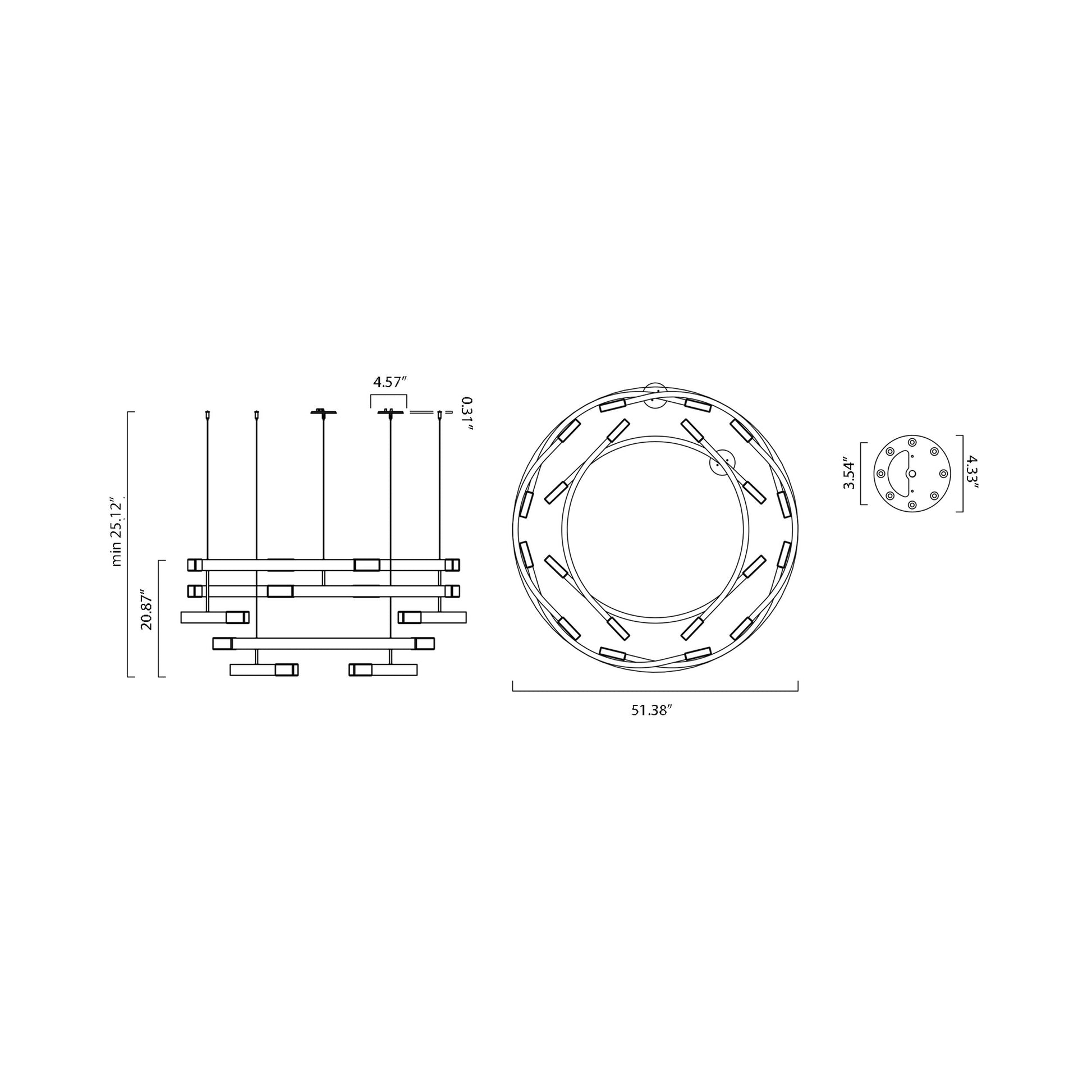 Trace Circular Halo LED Pendant Light - line  drawing.