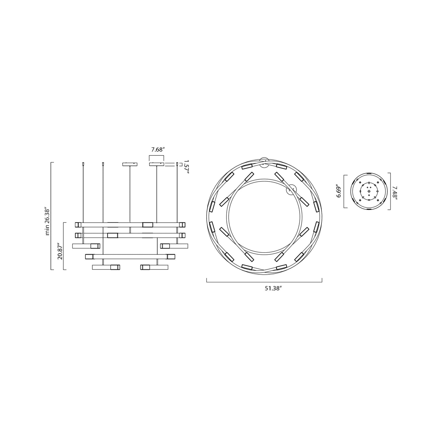 Trace Circular Halo LED Pendant Light - line  drawing.