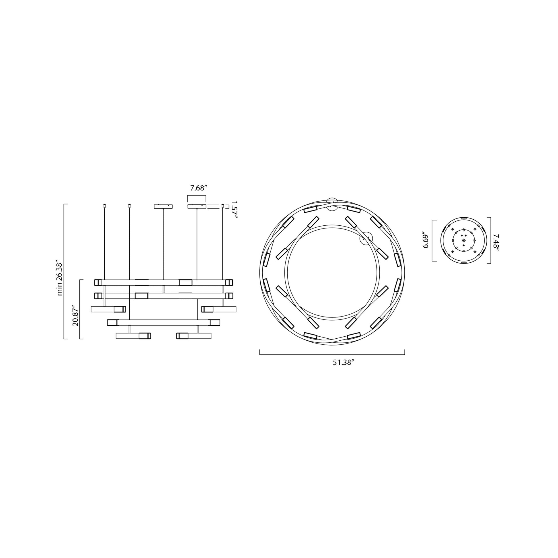 Trace Circular Halo LED Pendant Light - line  drawing.