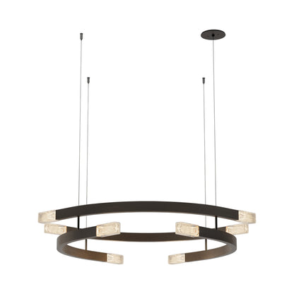 Trace Circular LED Pendant Light in Bronze (Large/Ceiling Rose).