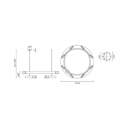 Trace Circular LED Pendant Light - line drawing.
