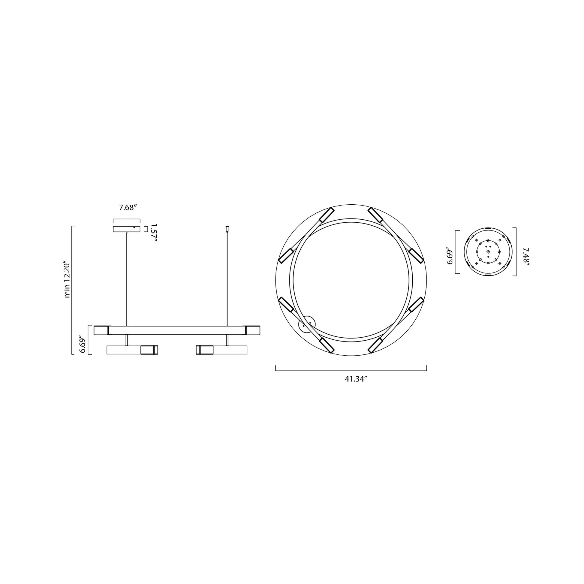 Trace Circular LED Pendant Light - line drawing.