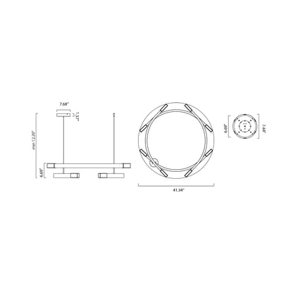 Trace Circular LED Pendant Light - line drawing.