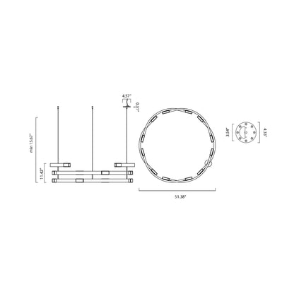 Trace Circular LED Pendant Light - line drawing.