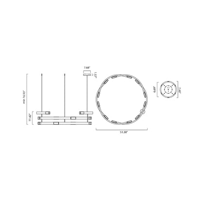 Trace Circular LED Pendant Light - line drawing.