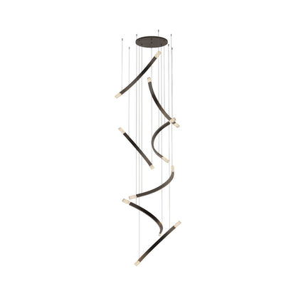 Trace Free Fall LED Pendant Light in Antique Bronze (7-Light).