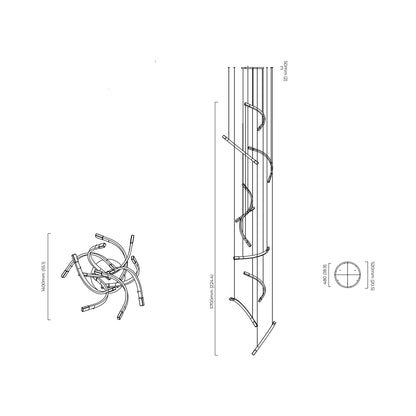 Trace Free Fall LED Pendant Light - line drawing.