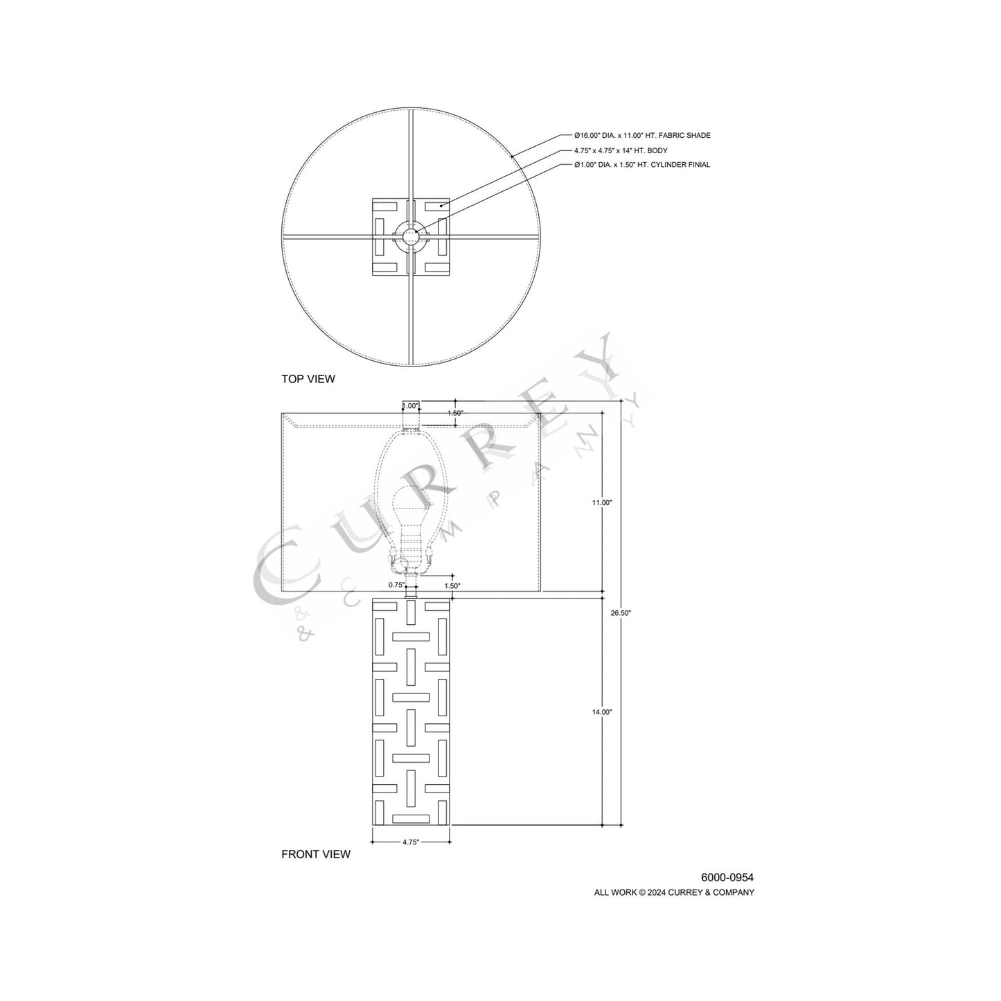 Aarna Table Lamp - line drawing.