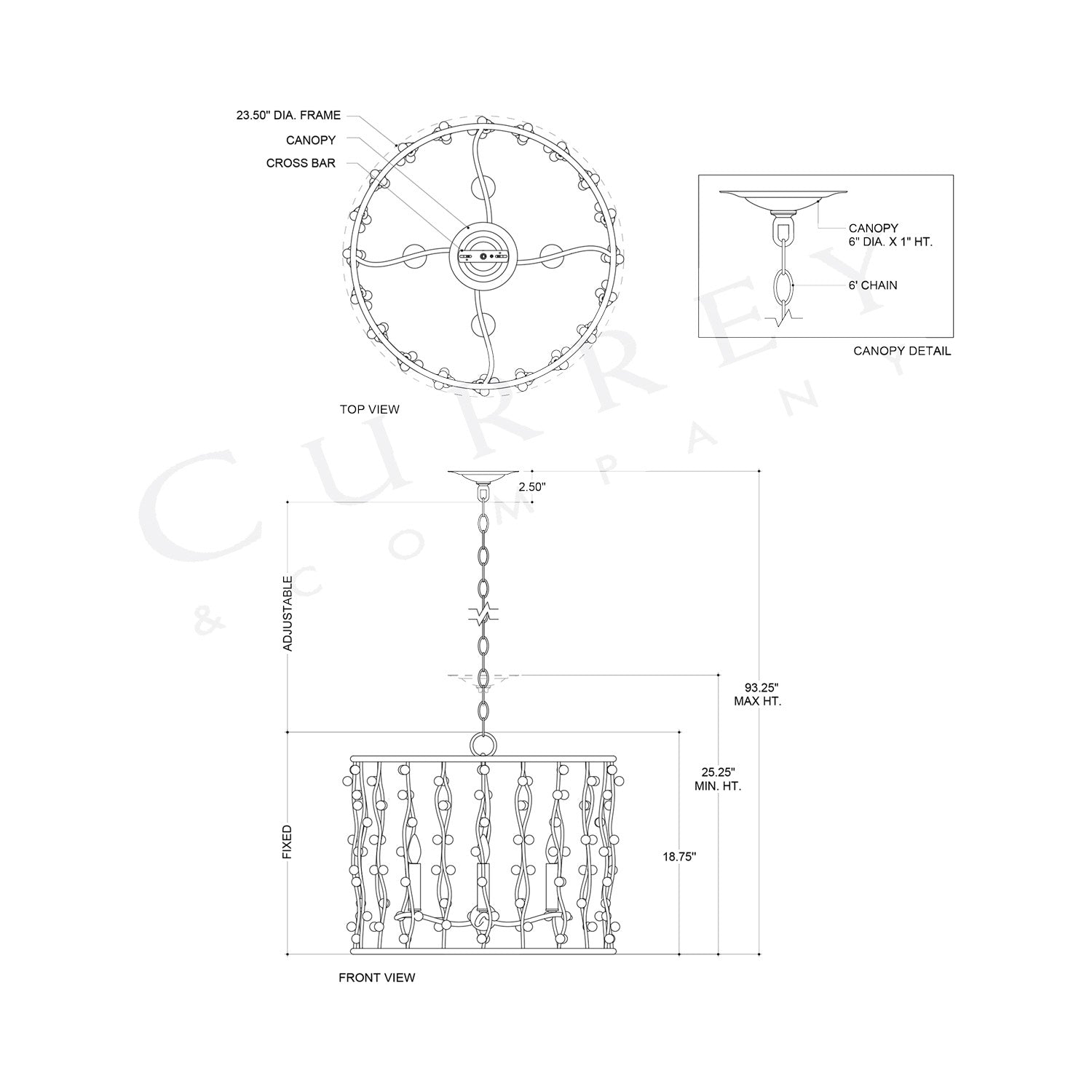 Adagio Chandelier - line drawing.