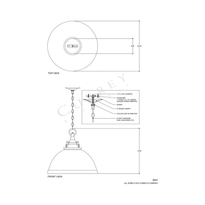Admiral Pendant Light - line drawing.