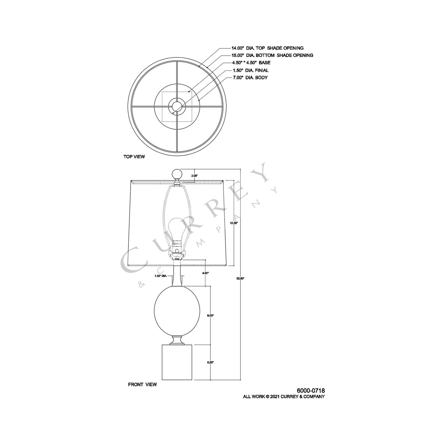 Adorno Table Lamp - line drawing.