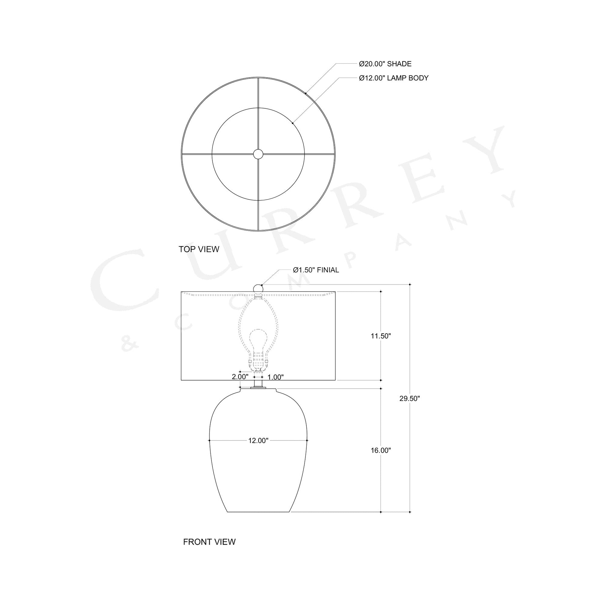 Agatha Table Lamp - line drawing.