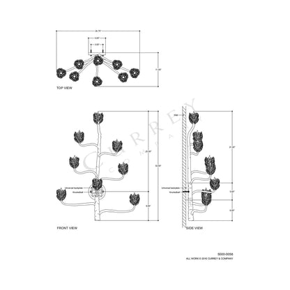 Agave Americana Wall Light - line drawing.