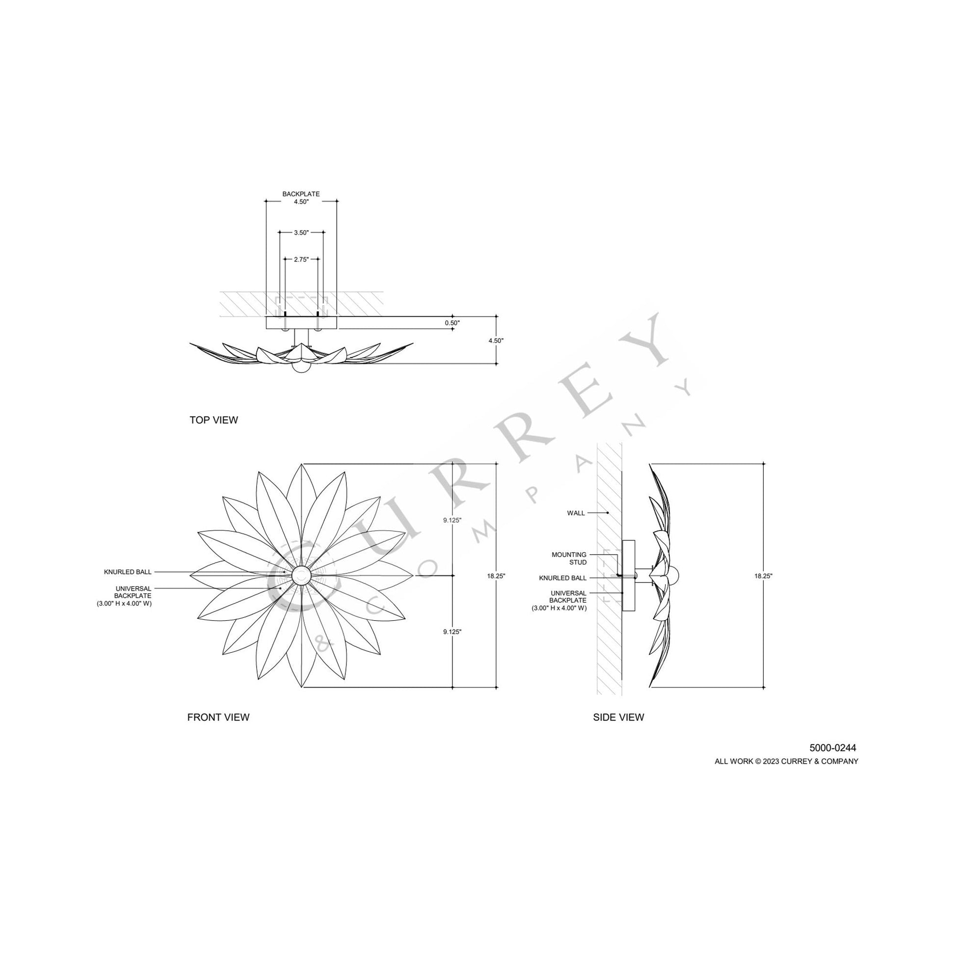 Alithea Wall Light - line drawing.