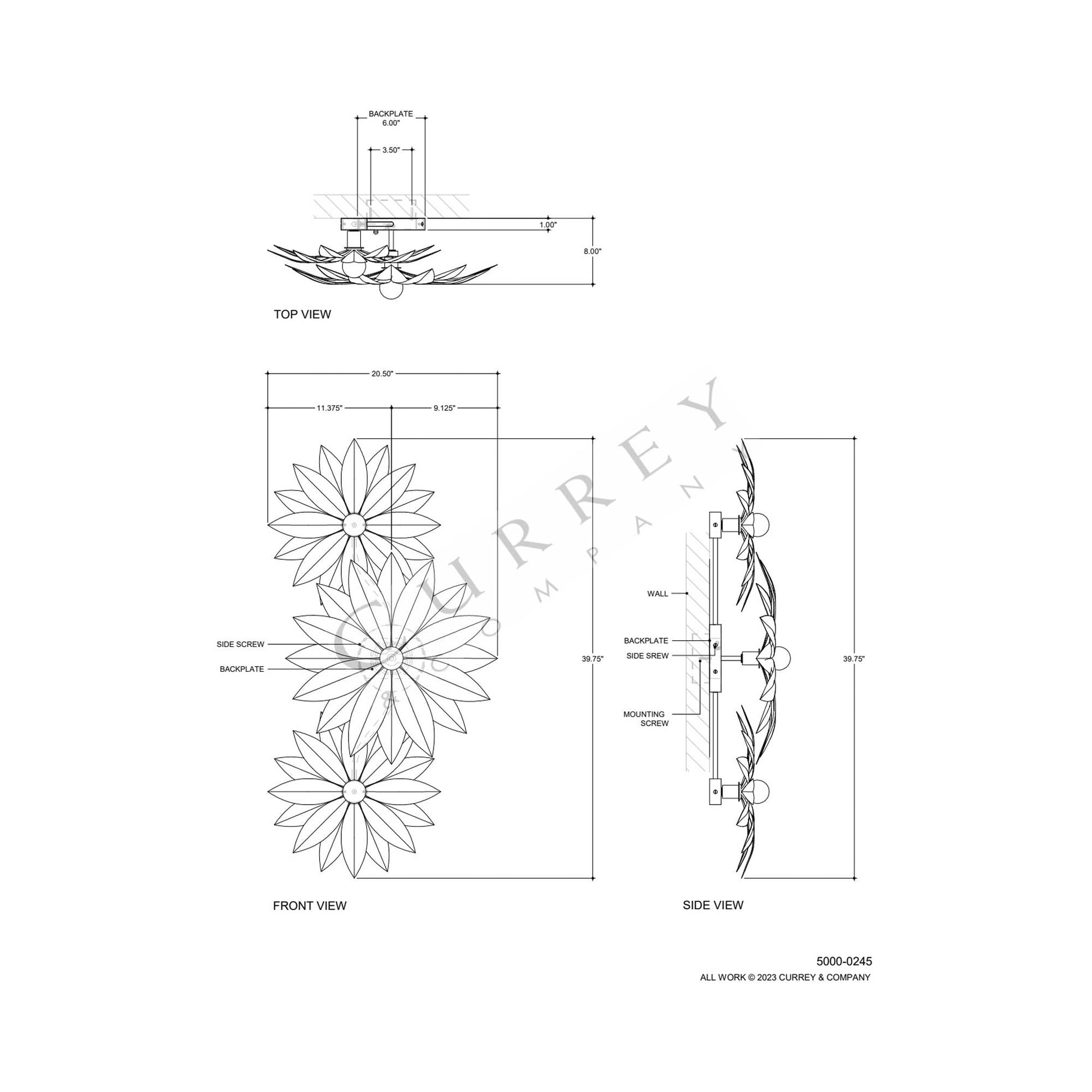 Alithea Wall Light - line drawing.