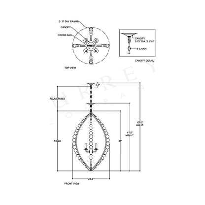 Amadora Chandelier - line drawing.