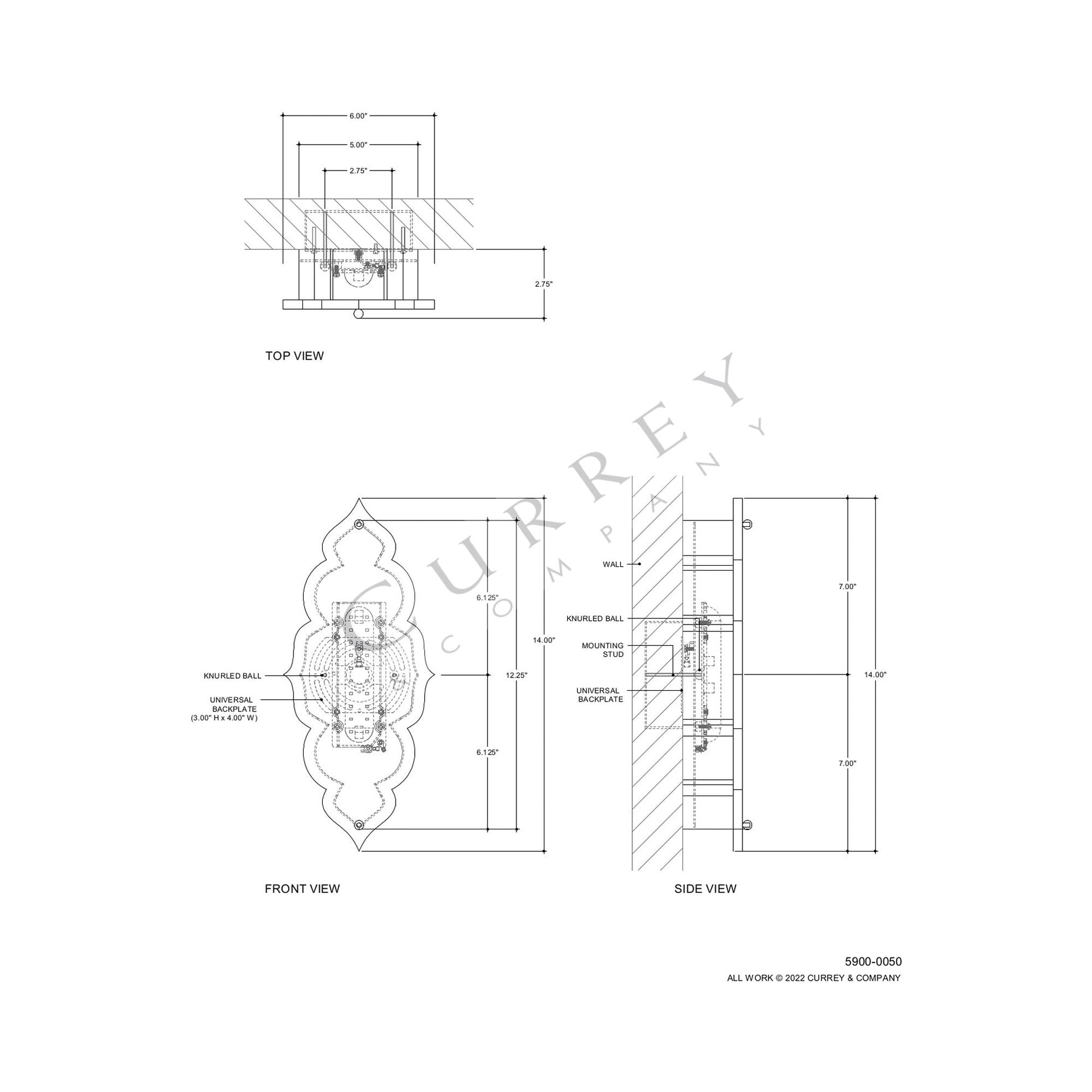 Andalusia LED Wall Light - line drawing.