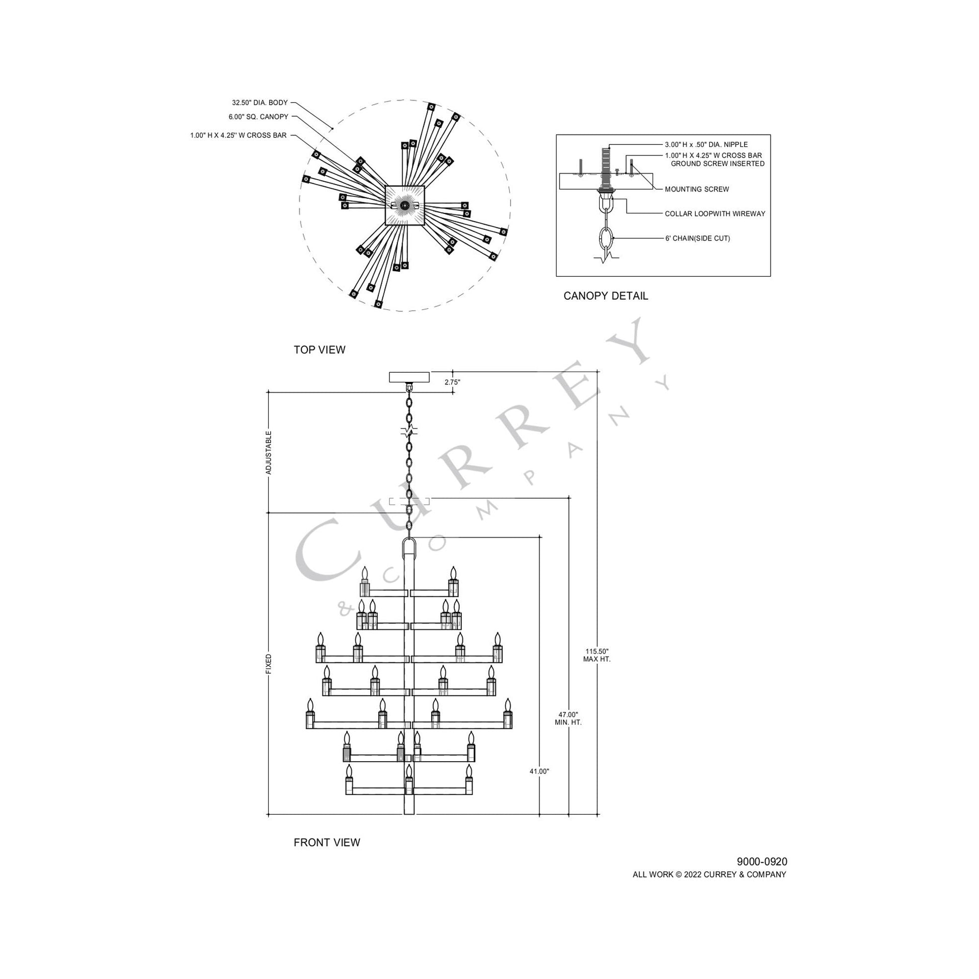 Andre Chandelier - line drawing.