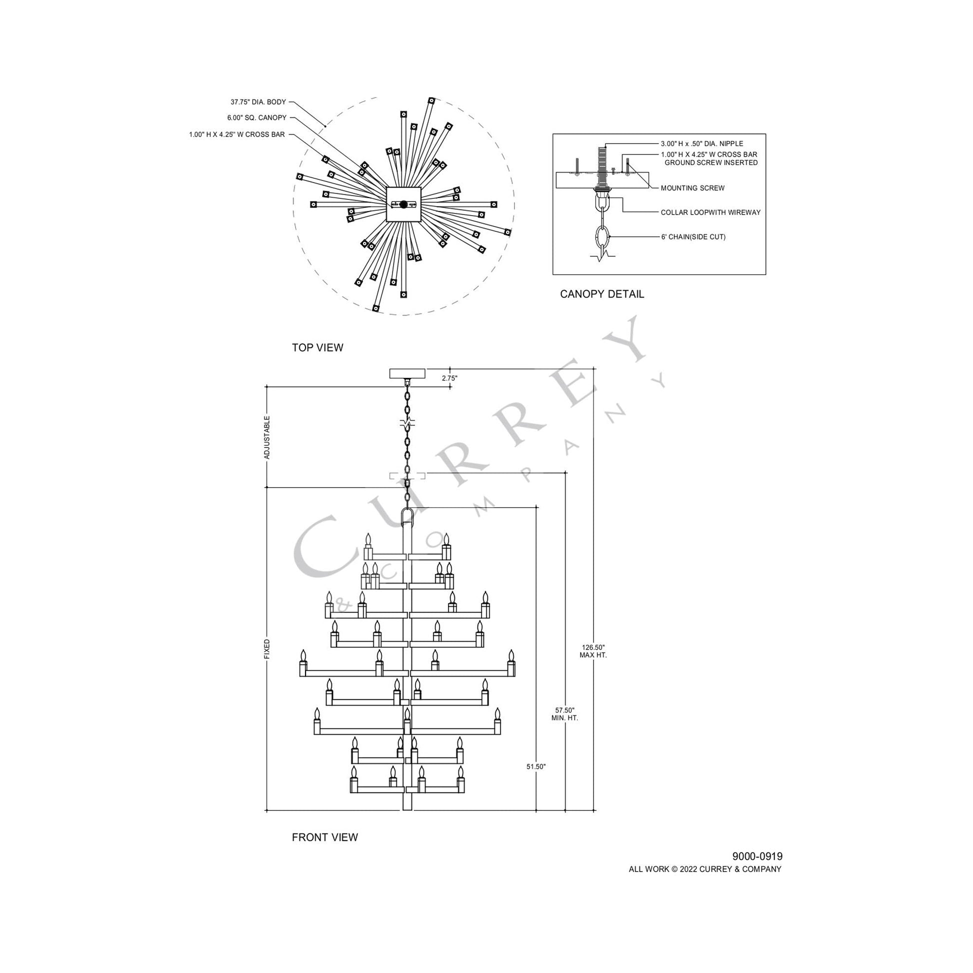 Andre Chandelier - line drawing.
