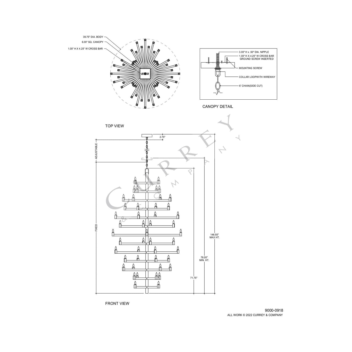 Andre Chandelier - line drawing.