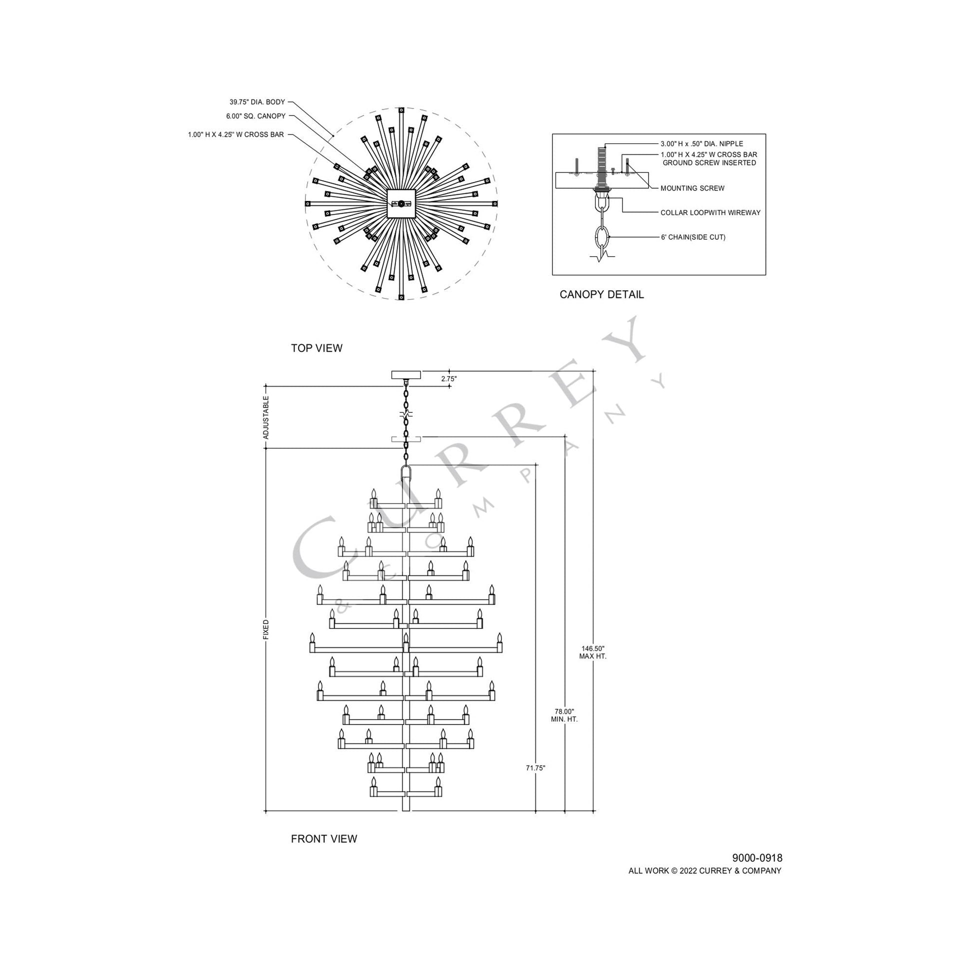 Andre Chandelier - line drawing.